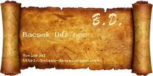 Bacsek Dénes névjegykártya