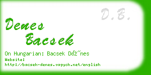 denes bacsek business card
